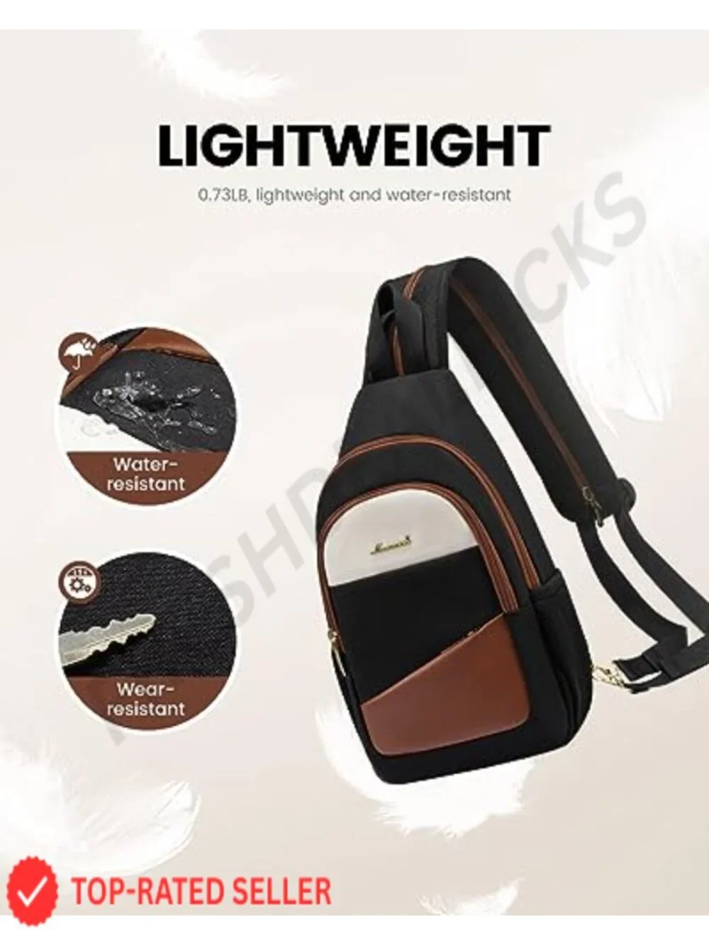 Convertible Sling Backpack for Women, Water-Resistant Travel Crossbody with 16